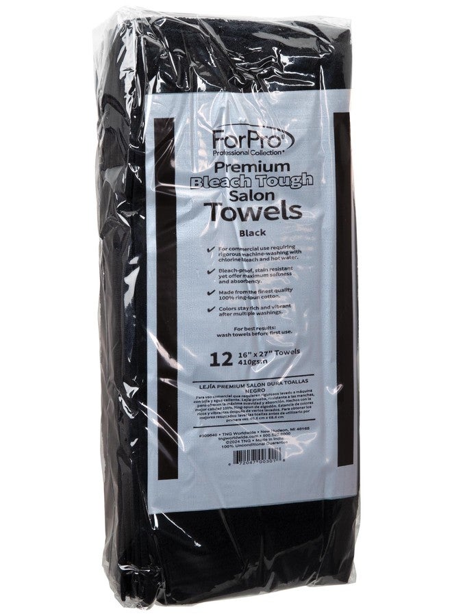 فوربرو بروفيشنال كوليكشن مناشف صالون فوربرو بريميوم المقاومة للتبييض، سوداء، قطن 100%، مناشف مقاومة للتبييض والبقع، عرض 16 بوصة × طول 27 بوصة، عبوة من 12 منشفة - Image 4